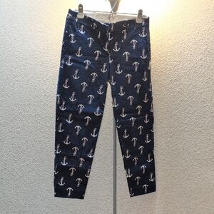 J. Crew Stretch Pants in Cream and Navy